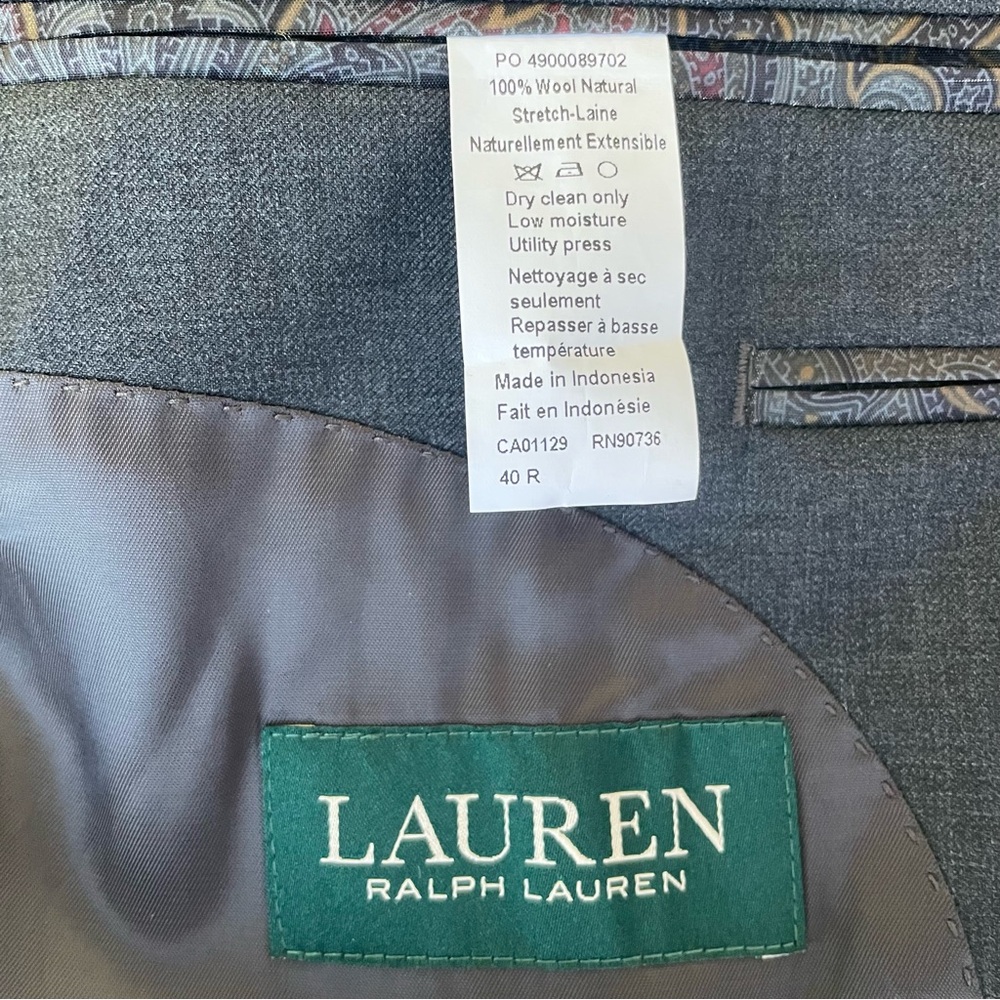 NWT Lauren Ralph Lauren 40R Blazer 100% Wool Ultraflex Charcoal Grey Sport #716 - Picture 10 of 15